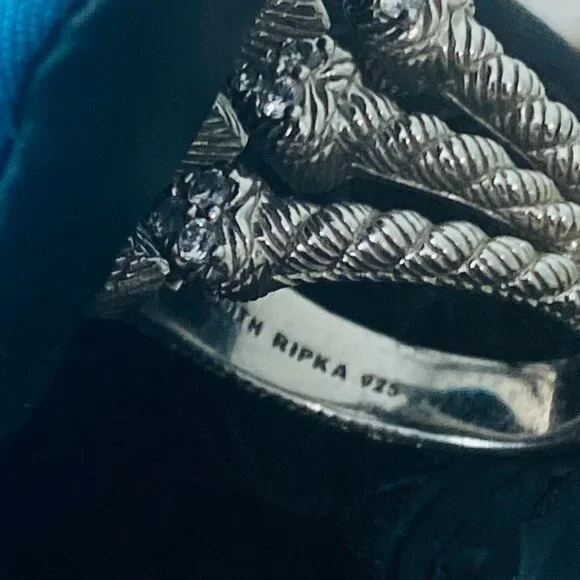 Vintage Judith Ripka Sterling Silver Ring–Leaf-Inspired CZ Design | 925 Thailand - Picture 9 of 10